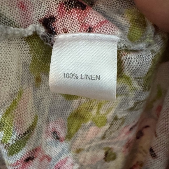 J. Jill Medium Linen Multicolor Long Sleeve Floral Print Top Blouse Keyhole - Picture 6 of 7